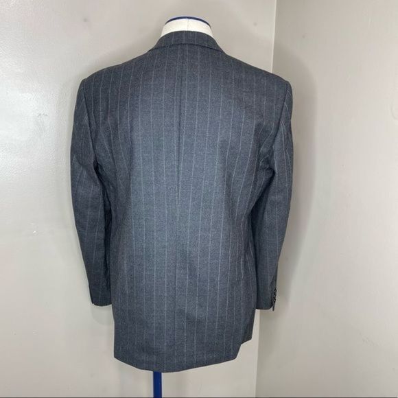 Barney’s New York Two Buttons Pure Wool Suit Stripes Blazer Size 40R Gray - Picture 3 of 12